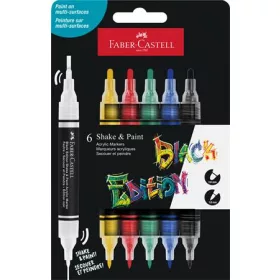   Dekormarker készlet, 1,0/3,0 mm, kétvégű, akril, FABER-CASTELL "Shake&Paint", 6 különböző ...