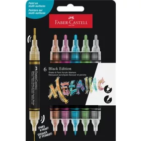   Dekormarker készlet, 1,0/3,0 mm, kétvégű, akril, FABER-CASTELL "Shake&Paint", 6 különböző ...