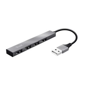   USB elosztó-HUB, 4 port, USB 2.0, TRUST "Halyx", ezüst