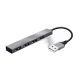 USB elosztó-HUB, 4 port, USB 2.0, TRUST "Halyx", ezüst