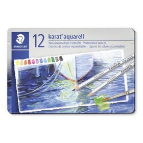   Akvarell ceruza készlet, hatszögletű, fém doboz, STAEDTLER "Karat® aquarell 125", 12 külön...