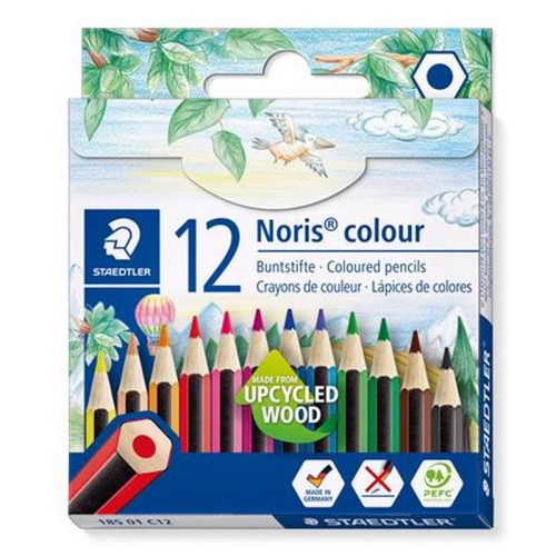Színes ceruza készlet, hatszögletű, félhosszú, STAEDTLER "Noris Colour 185", 12 különböző ...
