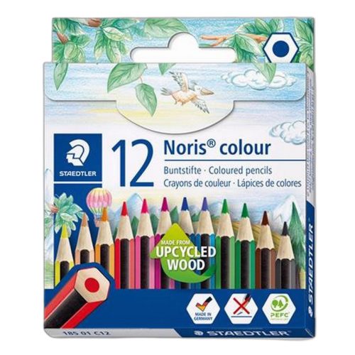 Színes ceruza készlet, hatszögletű, félhosszú, STAEDTLER "Noris Colour 185", 12 különböző ...