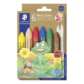   Zsírkréta, vastag, hatszögletű, STAEDTLER "Noris Junior 224", 6 különböző szín