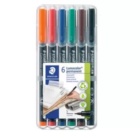   Alkoholos marker készlet, OHP, 0,4 mm, STAEDTLER "Lumocolor® 313 S", 6 különböző szín