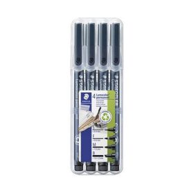   Alkoholos marker készlet, OHP, STAEDTLER "Lumocolor® 31", 4 különböző vonalvastagság, feke...