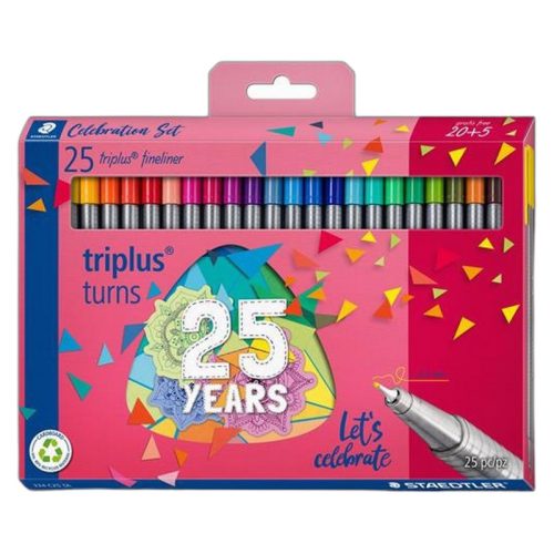 Tűfilc készlet, 0,3 mm, STAEDTLER "Triplus® fineliner 334", 25 különböző szín