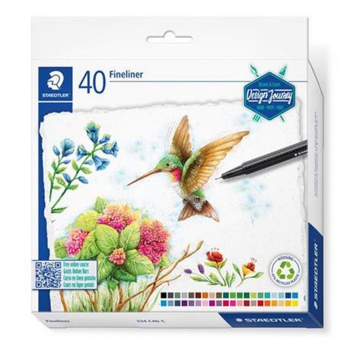 Tűfilc készlet, 0,3 mm, STAEDTLER "Triplus 334 Design Journey", 40 különböző szín