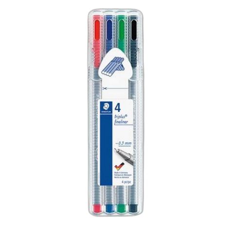 Tűfilc készlet, 0,3 mm, STAEDTLER "Triplus  334", 4 különböző szín