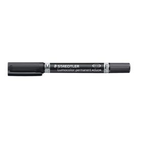   Alkoholos marker, 0,6/1,5 mm, kúpos, kétvégű, STAEDTLER "Lumocolor® duo 348", fekete