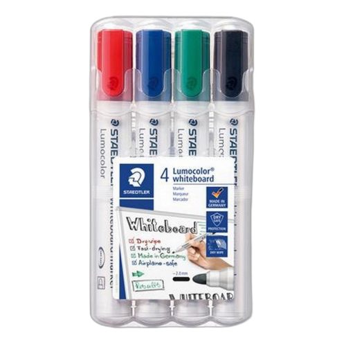 Táblamarker készlet, 2 mm, kúpos, STAEDTLER "Lumocolor® 351", 4 különböző szín