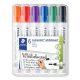 Táblamarker készlet, 2 mm, kúpos, STAEDTLER "Lumocolor® 351", 6 különböző szín