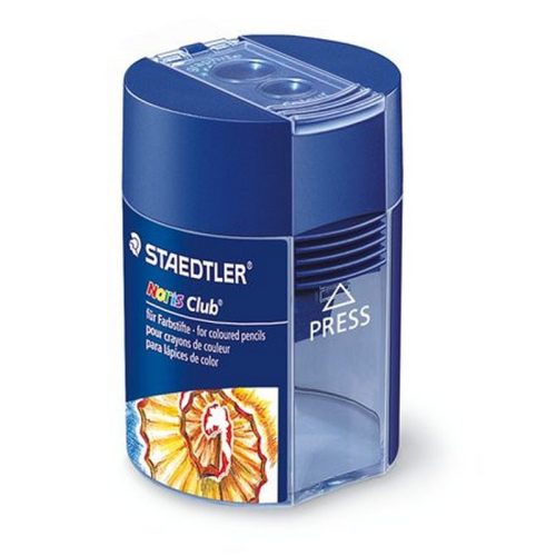 Hegyező, kétlyukú, tartályos, STAEDTLER "Noris 512 F", kék