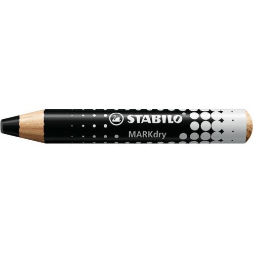 Táblaceruza fehértáblához, flipchartpapírhoz, kúpos, STABILO "MARKdry", fekete
