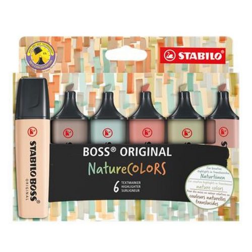 Szövegkiemelő készlet, 2-5 mm, STABILO "BOSS original NatureColors", 6 különböző szín