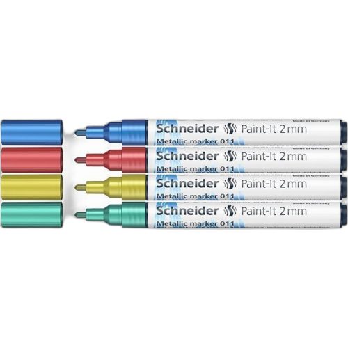 Metálfényű marker készlet, 2 mm, SCHNEIDER "Paint-It 011", 4 különböző szín