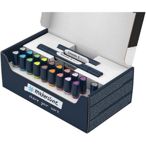 Kétvégű marker készlet, 27 darabos, SCHNEIDER "Paint-It 040 Twin marker Set 2", 10 különbö...