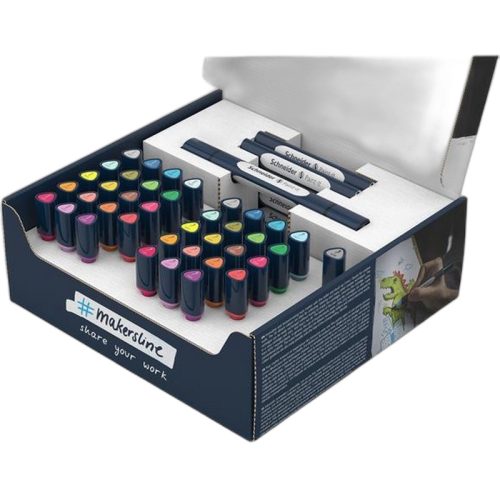 Kétvégű marker készlet, 52 darabos, SCHNEIDER "Paint-It 040 Twin marker Set 1", 20 különbö...