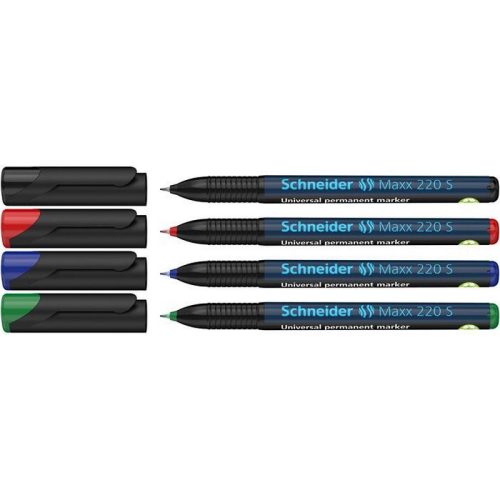 Alkoholos marker készlet, OHP, 0,4 mm, SCHNEIDER "Maxx 220 S", 4 különböző szín