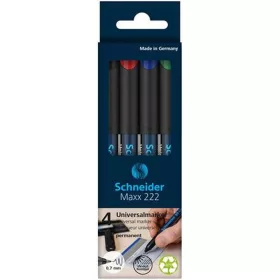   Alkoholos marker készlet, OHP, 0,7 mm, SCHNEIDER "Maxx 222 F", 4 különböző szín