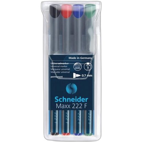 Alkoholos marker készlet, OHP, 0,7 mm, SCHNEIDER "Maxx 222 F", 4 különböző szín