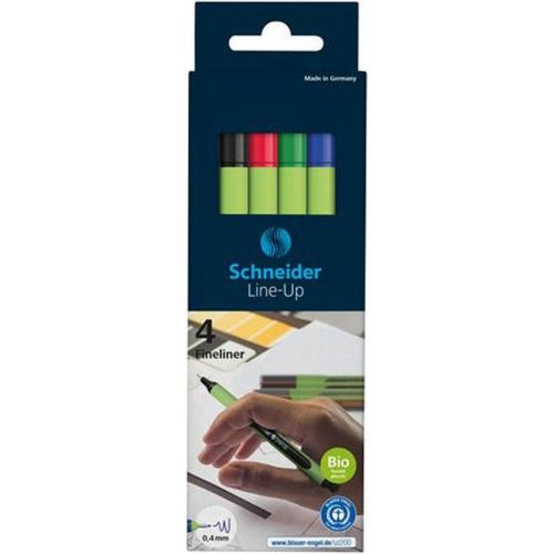 Tűfilc készlet, 0,4 mm, SCHNEIDER "Line-Up", 4 különböző szín