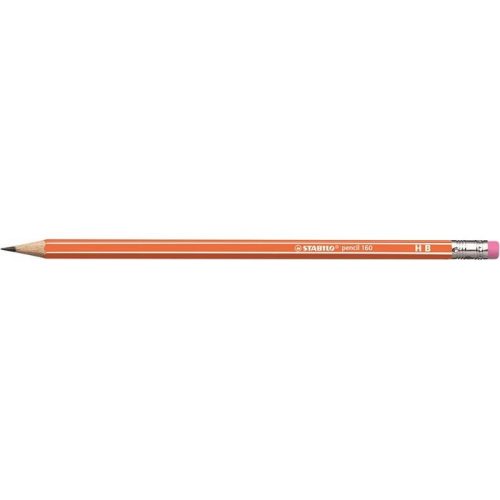 Grafitceruza radírral, HB, hatszögletű, STABILO "Pencil 160", narancs
