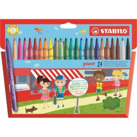   Filctoll készlet, 2 mm, STABILO "Power", 24 különböző szín