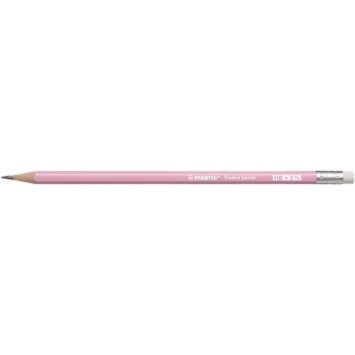 Grafitceruza radírral, HB, hatszögletű, STABILO "Swano Pastel", pink