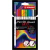   Rostirón készlet, STABILO "Pen 68 brush ARTY", 10 különböző szín