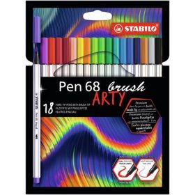   Ecsetirón készlet, STABILO "Pen 68 brush ARTY", 18 különböző szín