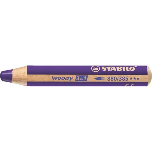 Színes ceruza, kerek, vastag, STABILO "Woody 3 in 1", viola