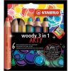 Színes Ceruza Készlet, Kerek, Vastag, Stabilo "Woody Arty 3 In 1", 6 Különböző Szín Színes Ceruza Készlet, Kerek, Vastag, Stabilo "Woody Arty 3 In 1", 6 Különböző Szín
