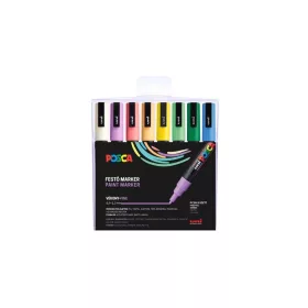   Dekormarker készlet, 0,9-1,3 mm, UNI "Posca PC-3M", 8 különböző pasztell szín