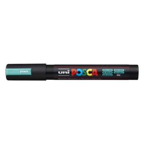 Dekormarker, 1,8-2,5 mm, UNI "Posca PC-5M", metálzöld