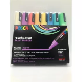   Dekormarker készlet, 1,8-2,5 mm, UNI "Posca PC-5M", 8 különböző pasztell szín
