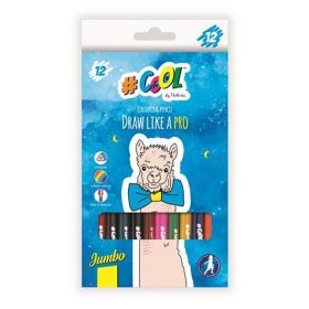   Színes ceruza készlet, háromszögletű, vastag, COOL BY VICTORIA, 12 különböző szín