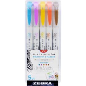   Ecsetirón készlet, kétvégű ZEBRA "Mildliner Warm", 5 szín