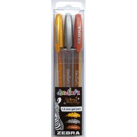   Zseléstoll készlet, 0,33 mm, kupakos, ZEBRA "Doodler'z Glitter", 3 különböző szín