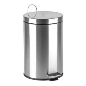   Pedálos szemetes, rozsdamentes acél, kivehető műanyag vödörrel, 12 liter