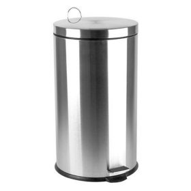   Pedálos szemetes, rozsdamentes acél, kivehető műanyag vödörrel, 30 liter