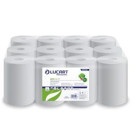   Kéztörlő, tekercses, 2 rétegű, LUCART, "Eco", fehér