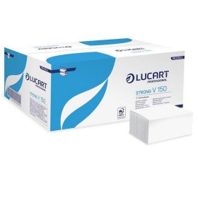   Kéztörlő, V/Z hajtogatott, 2 rétegű, LUCART, "Strong", hófehér