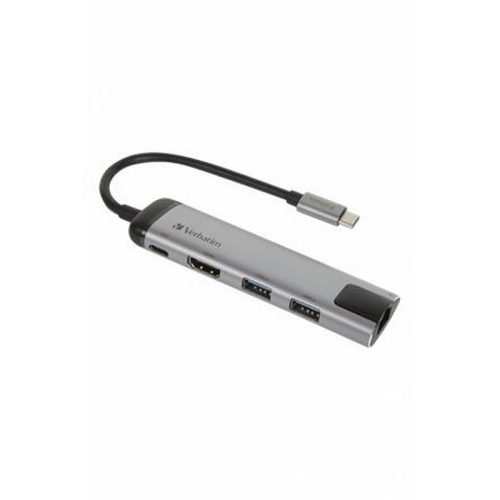 USB elosztó-HUB, USB-C/USB 3.0/HDMI/Ethernet, VERBATIM