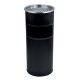 Kültéri szemetes, fém, tűzálló, kivehető hamutartóval, fekete, 25x58 cm