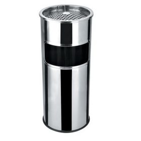   Kültéri szemetes, fém, tűzálló, kivehető hamutartóval, inox, 25x58 cm