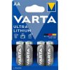   Elem, AA ceruza, 4 db, lítium, VARTA "Ultra Lithium"