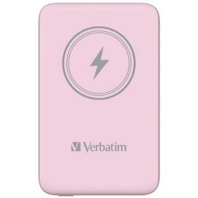  Hordozható akkumulátor, vezeték nélküli töltés, 10000 mAh, VERBATIM "MCP-10, rózsaszín