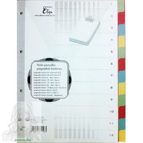 Elválasztó Lap Fornax A4 Karton, 225X297Mm 10 Színregiszter