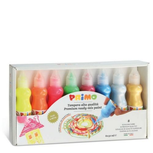 Tempera PRIMO 2532FM8 Premium 8x50 ml, tubusos (4 fluo+ 4 metál)